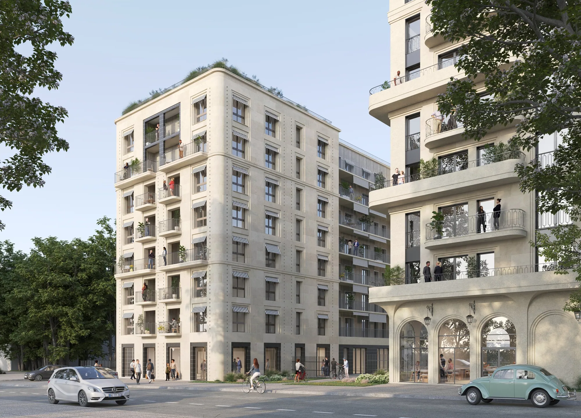 Rez-de-chaussée à arcades et façade claire