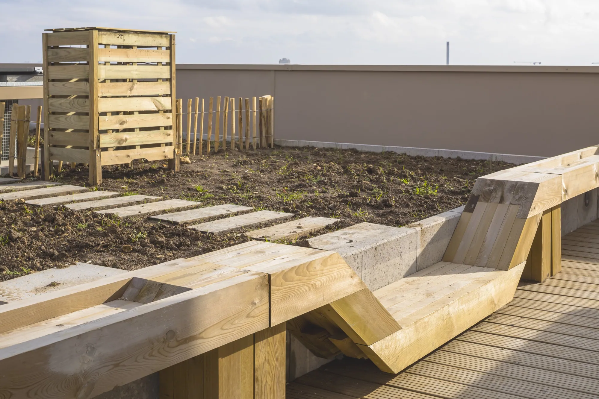 Bacs potagers sur le toit-terrasse